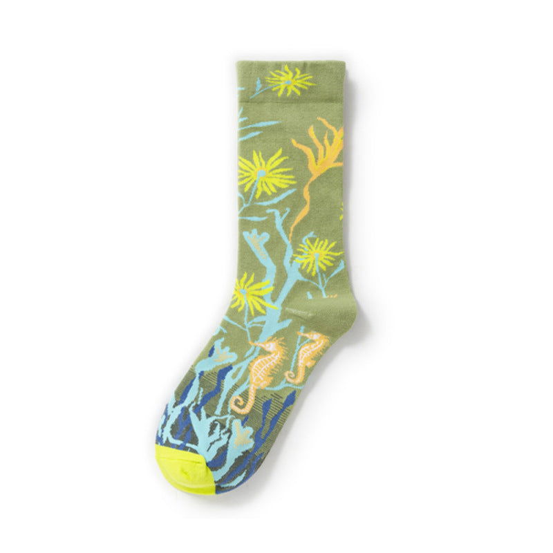 1 Pair Retro abstract  Crew Socks - SocksLtd