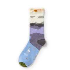 1 Pair Retro abstract  Crew Socks - SocksLtd