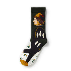 1 Pair Retro abstract  Crew Socks - SocksLtd