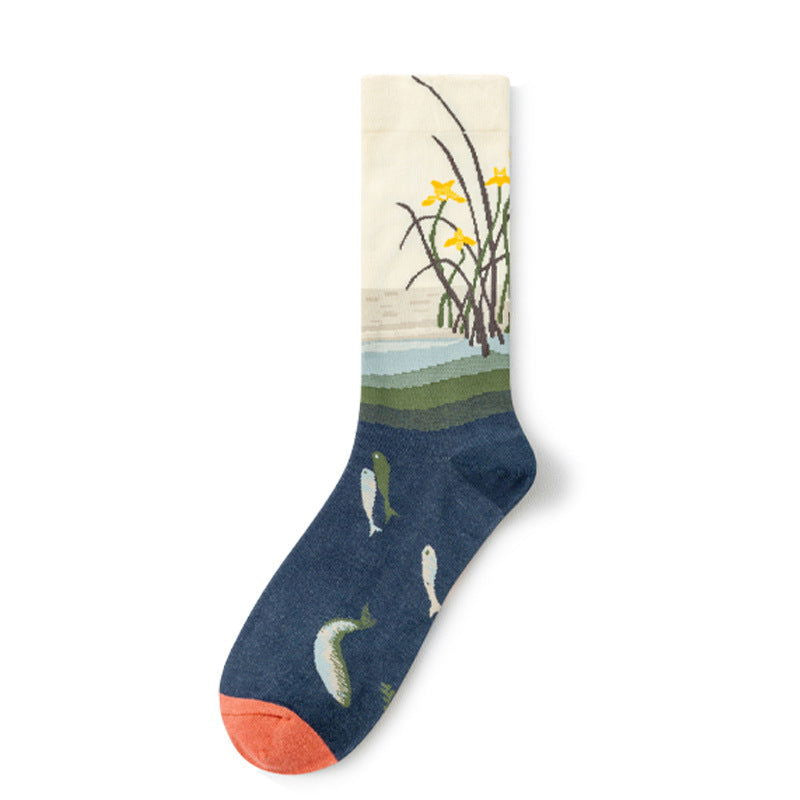 1 Pair Retro abstract  Crew Socks - SocksLtd