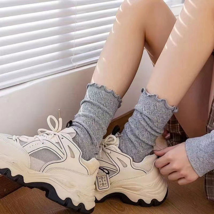 1 Pair Retro hollow mesh Casual Crew Socks - SocksLtd
