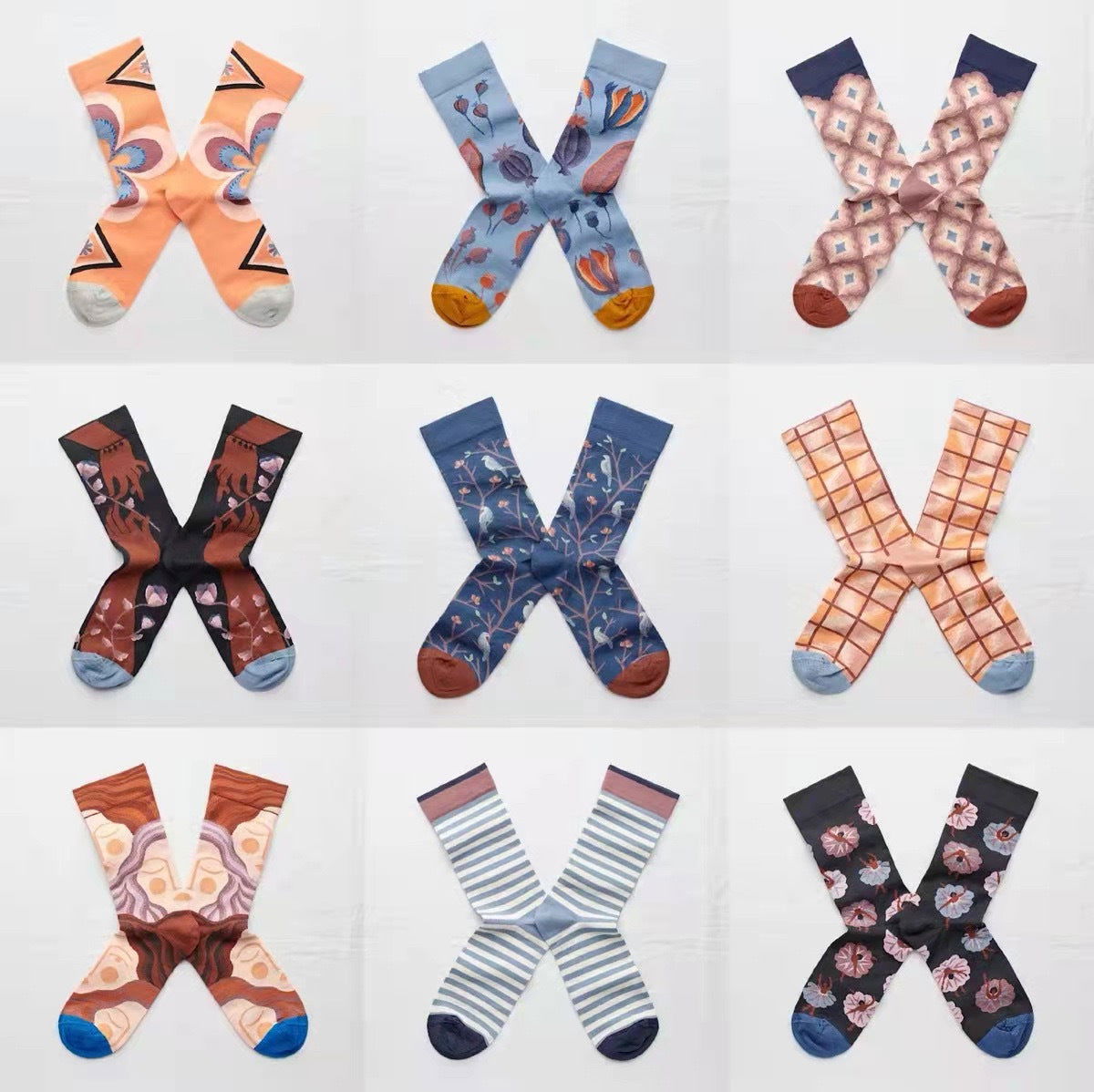 1 Pair Retro oil painting Crew Socks - SocksLtd