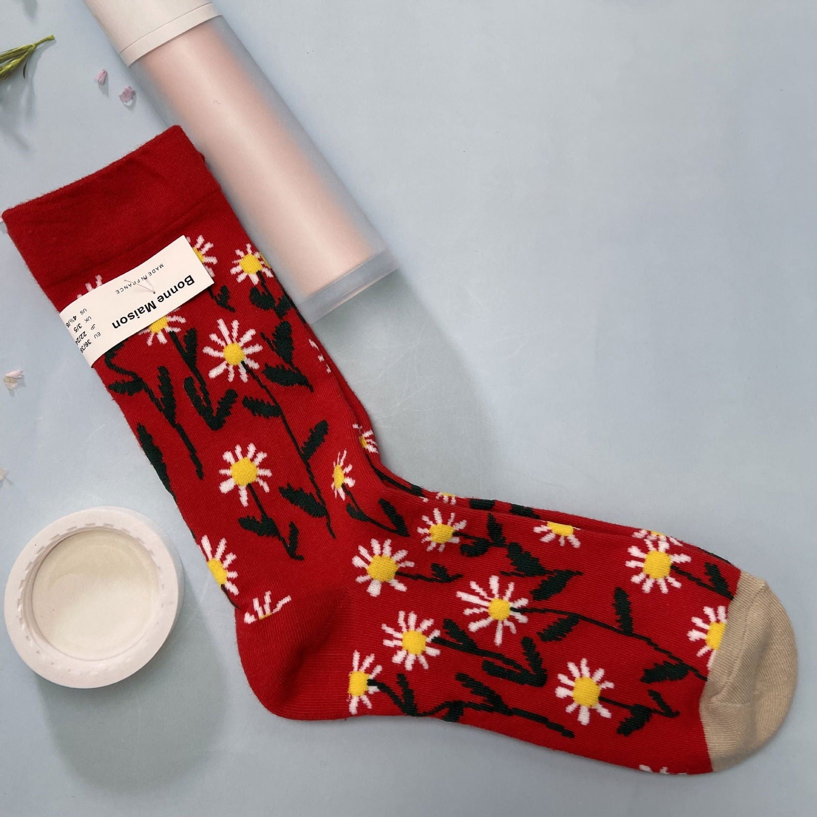 1 Pair Retro oil painting Crew Socks - SocksLtd