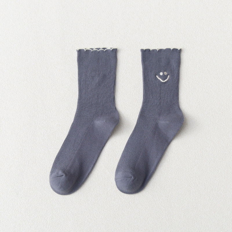 1 Pair Smiling Lace Ins Crew Socks - SocksLtd