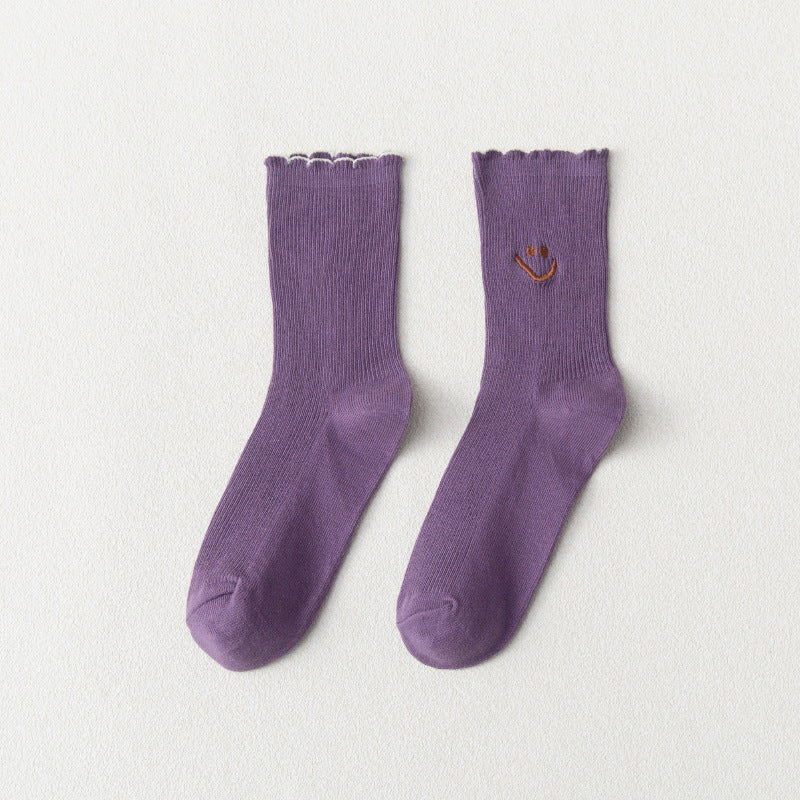 1 Pair Smiling Lace Ins Crew Socks - SocksLtd