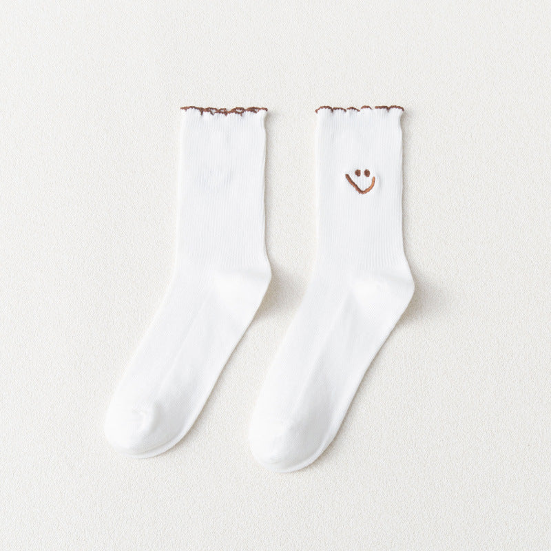 1 Pair Smiling Lace Ins Crew Socks - SocksLtd