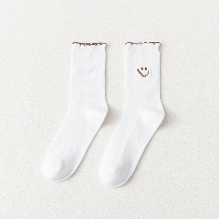 1 Pair Smiling Lace Ins Crew Socks - SocksLtd