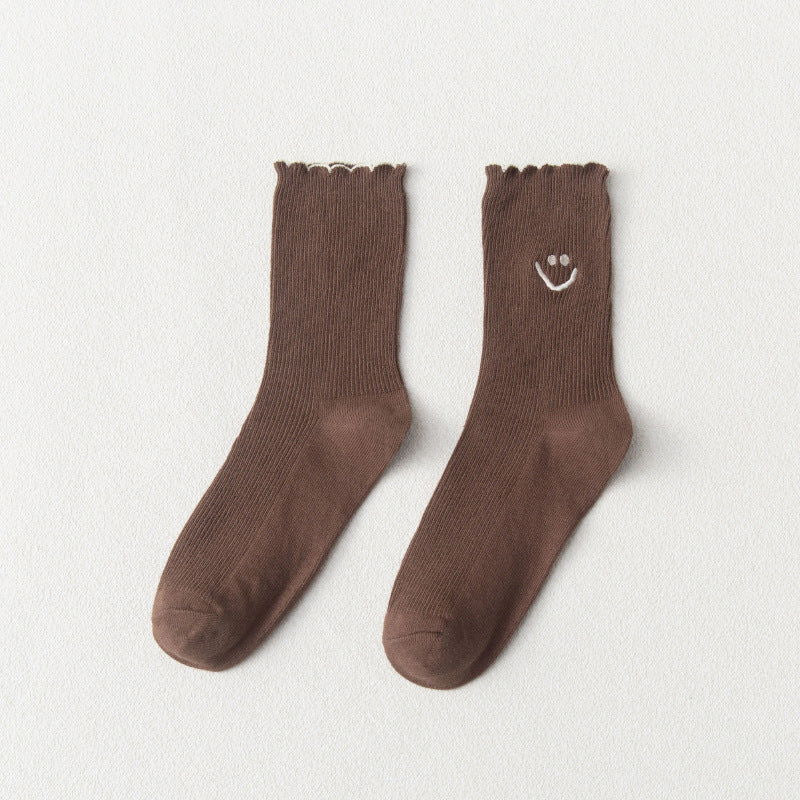 1 Pair Smiling Lace Ins Crew Socks - SocksLtd