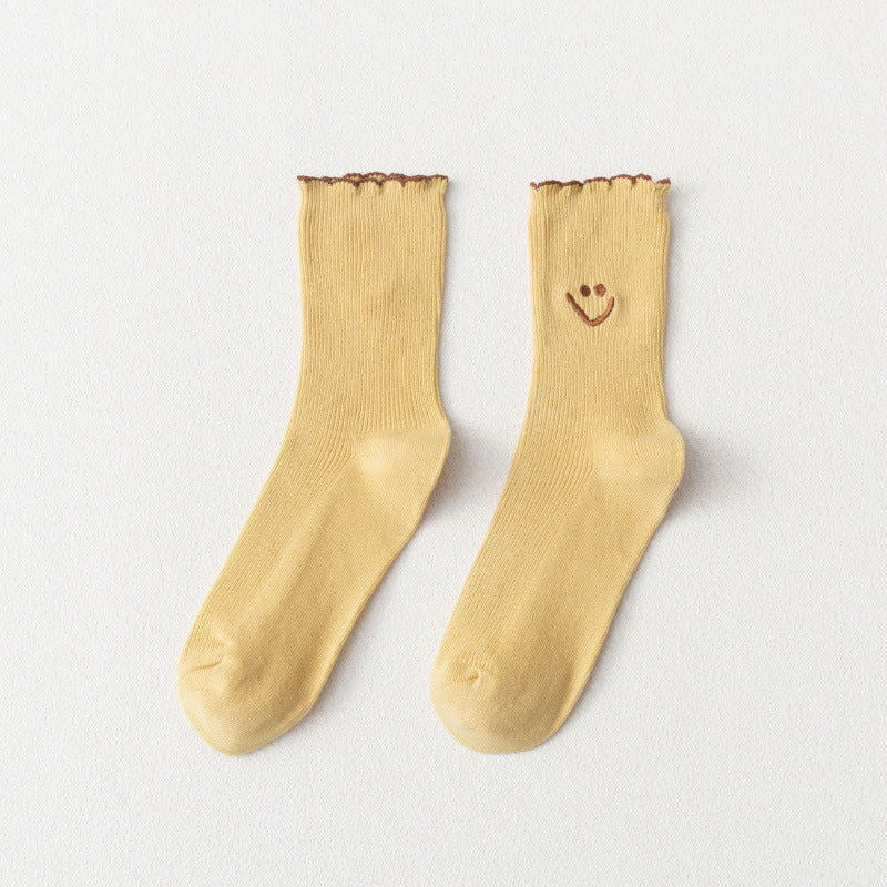 1 Pair Smiling Lace Ins Crew Socks - SocksLtd