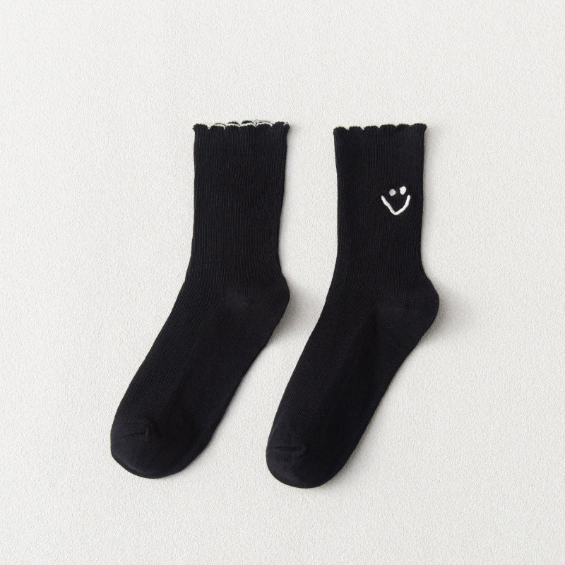 1 Pair Smiling Lace Ins Crew Socks - SocksLtd