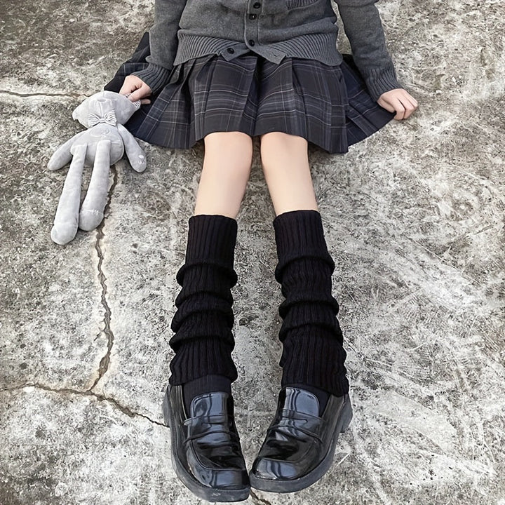 1 Pair Solid Rib Knit Leg Warmers  Kawaii Knee High Socks - SocksLtd