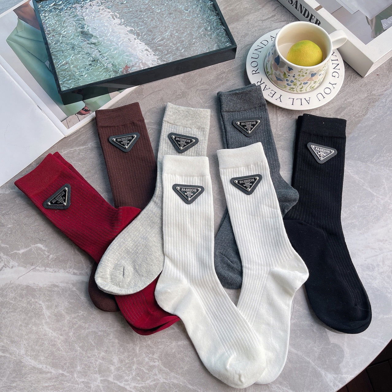 1 Pair Triangle mark Casual Crew Socks - SocksLtd