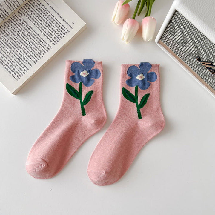 1 Pair Tulip Cute 3D Flower Casual Crew Socks - SocksLtd
