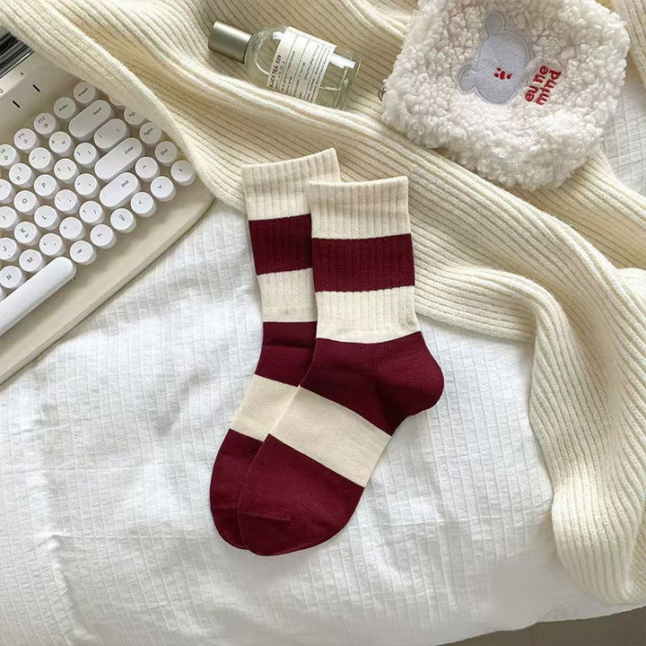 1 Pair Wine red casual versatile Casual Crew Socks - SocksLtd