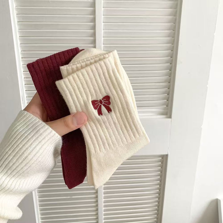 1 Pair Wine red casual versatile Casual Crew Socks - SocksLtd