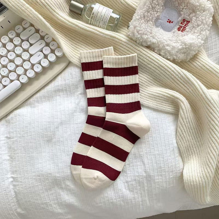 1 Pair Wine red casual versatile Casual Crew Socks - SocksLtd