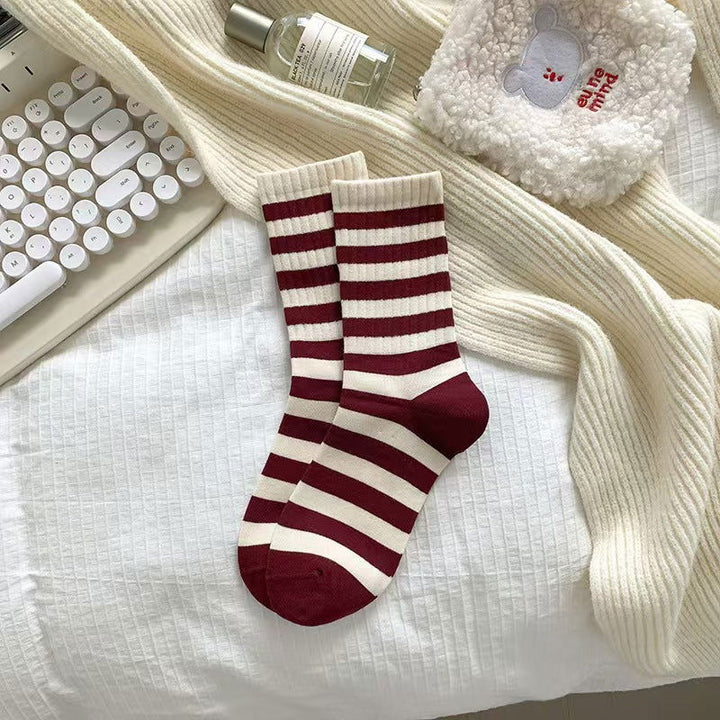 1 Pair Wine red casual versatile Casual Crew Socks - SocksLtd