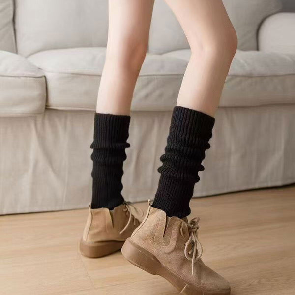 1 Pair Women Black Korean Style Knee-High Socks - SocksLtd