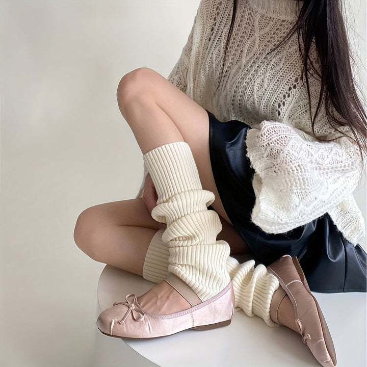 1 Pair Women Stretchy Knit Knee High Socks - SocksLtd