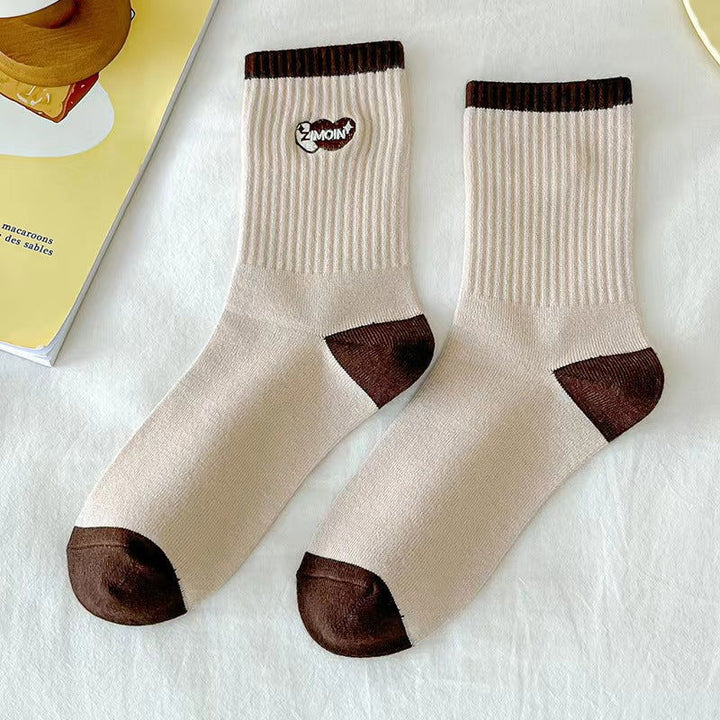 1 Pair  Women Non embroidered Maillard striped Crew Socks - SocksLtd
