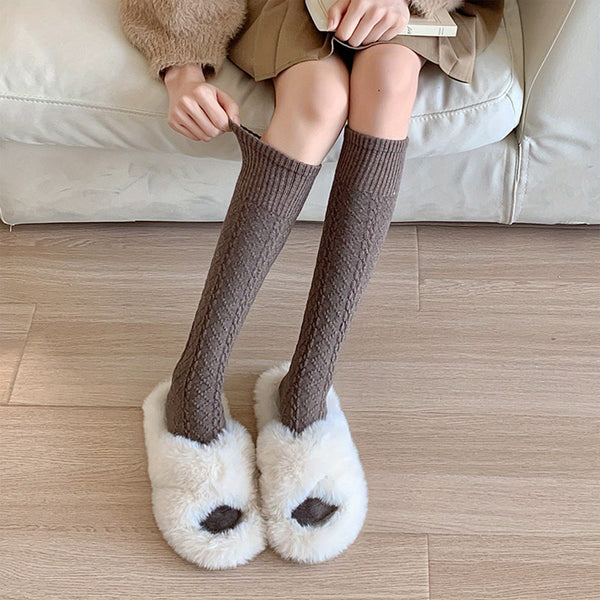 1 pair Women Cozy Cable Knit Knee High Socks - SocksLtd