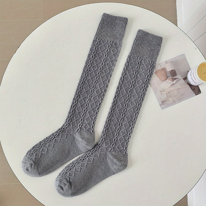 1 pair Women Cozy Cable Knit Knee High Socks - SocksLtd