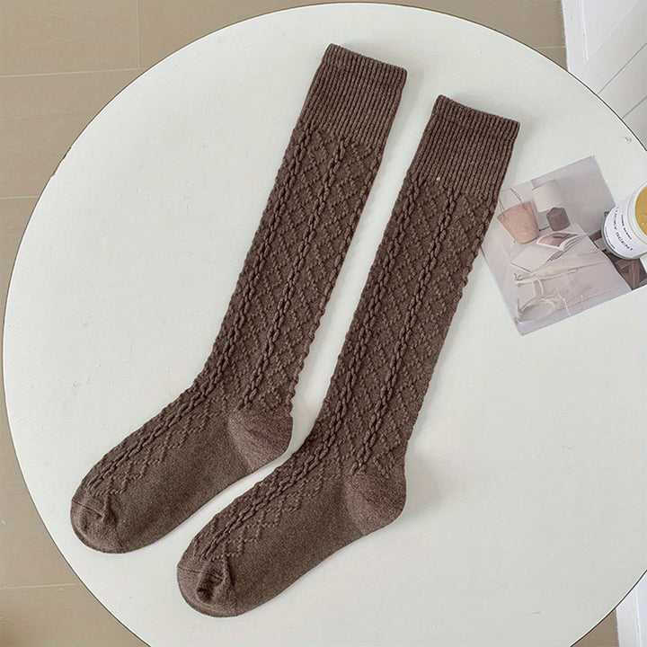 1 pair Women Cozy Cable Knit Knee High Socks - SocksLtd