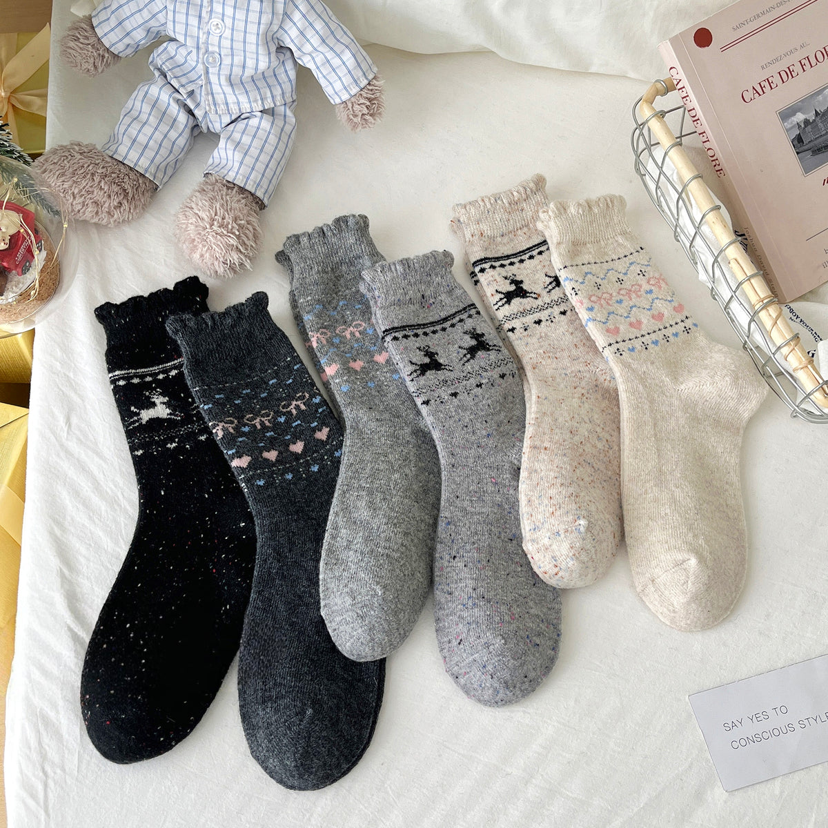 6 Pairs Lace Academy Style Casual Socks