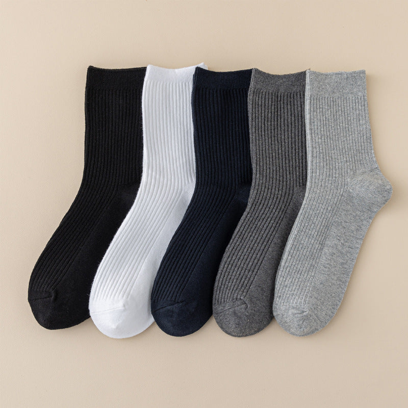 5 Pairs Men Minimalis Various Featuring Dress Crew Socks