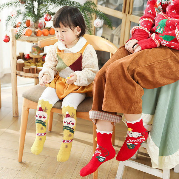 2 Pairs Coral fleece Cartoon  Christmas Crew Socks - SocksLtd