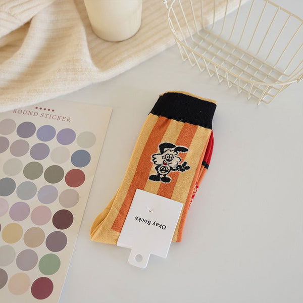 2 Pairs Creative cute cartoon Casual Crew Socks - SocksLtd