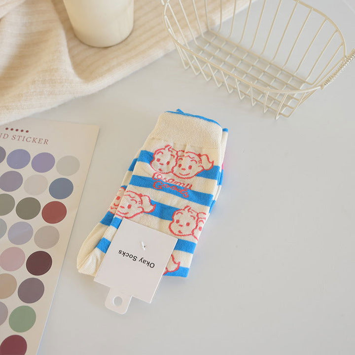 2 Pairs Creative cute cartoon Casual Crew Socks - SocksLtd