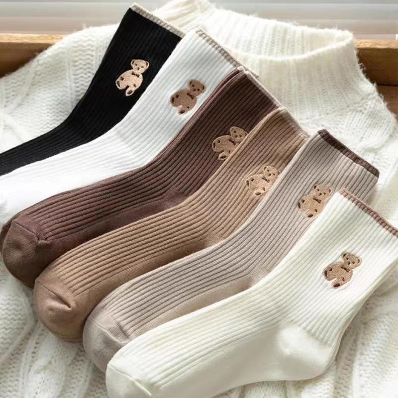 2 Pairs Cute little bear Crew Socks - SocksLtd