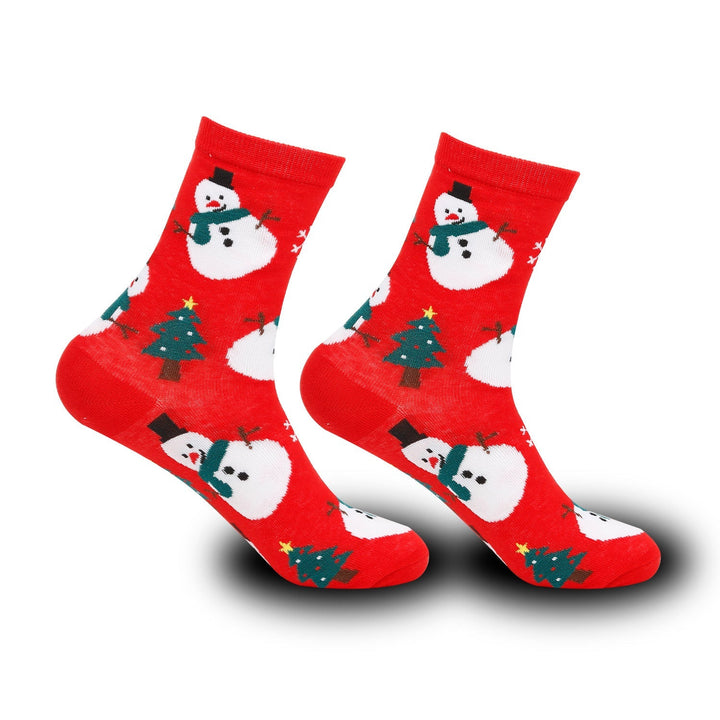 2 Pairs Elk Snowman Cartoon Christmas Crew Socks - SocksLtd