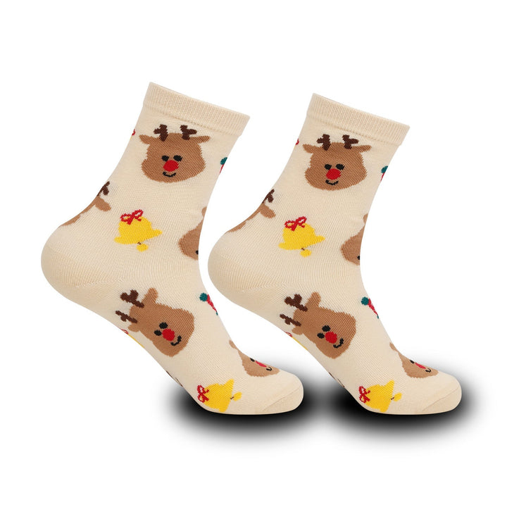 2 Pairs Elk Snowman Cartoon Christmas Crew Socks - SocksLtd
