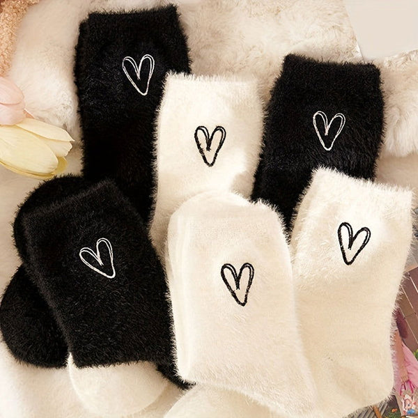 2 Pairs Mid Calf Thermal Thickened  Plush Crew Socks - SocksLtd