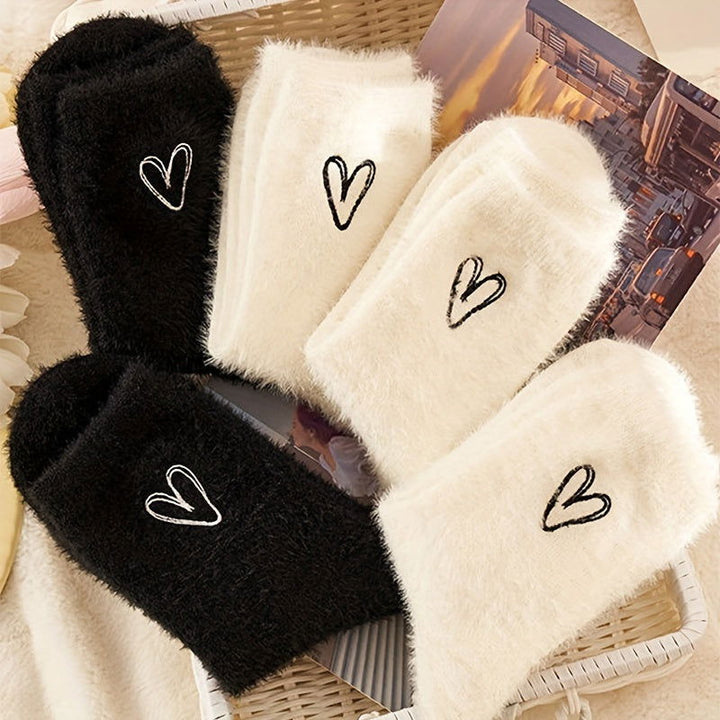 2 Pairs Mid Calf Thermal Thickened  Plush Crew Socks - SocksLtd