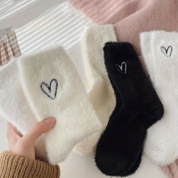 2 Pairs Mid Calf Thermal Thickened  Plush Crew Socks - SocksLtd