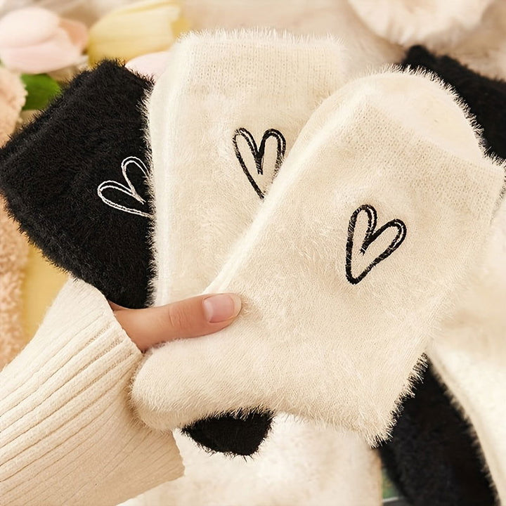 2 Pairs Mid Calf Thermal Thickened  Plush Crew Socks - SocksLtd