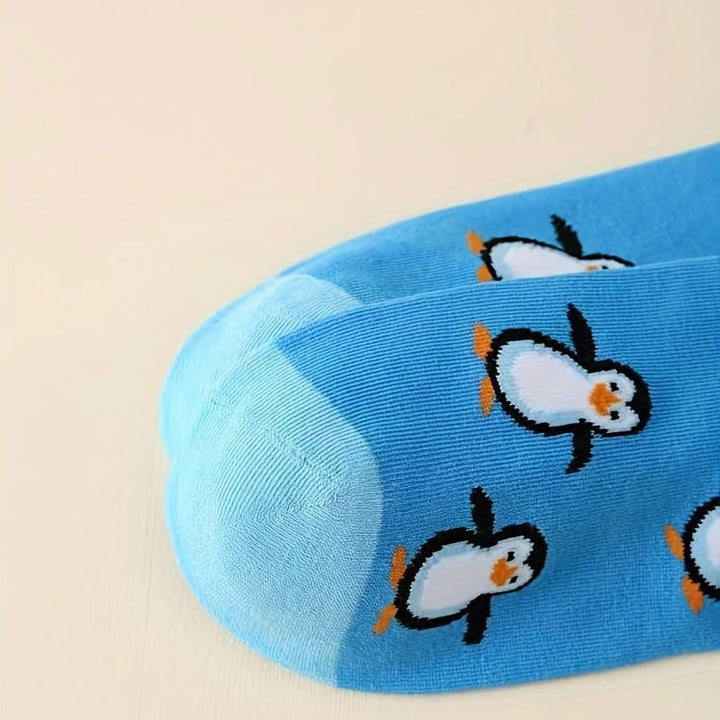2 Pairs Music Festival Penguin Print  Comfy Crew Socks - SocksLtd