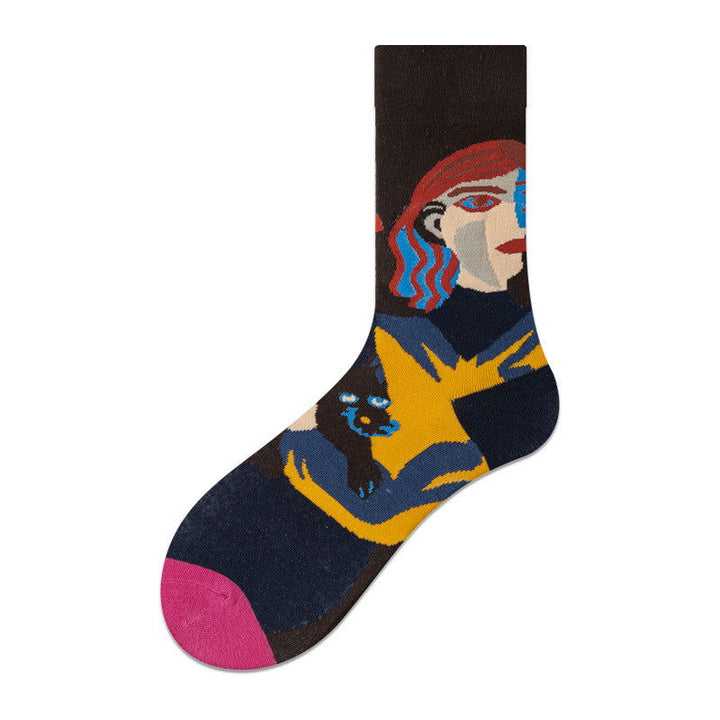 2 Pairs Personalized oil painting Casual Crew Socks - SocksLtd