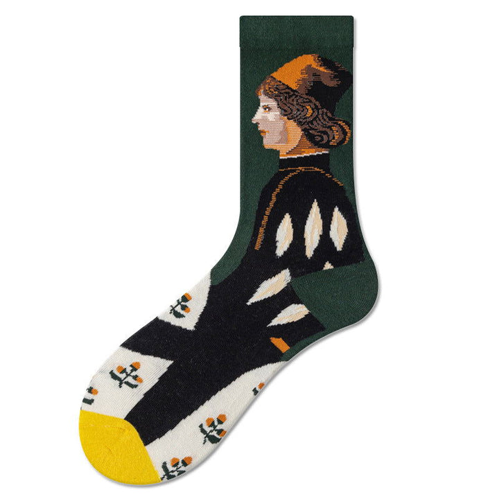 2 Pairs Personalized oil painting Casual Crew Socks - SocksLtd