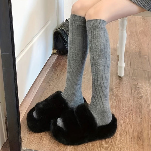 2 Pairs Simple  Warm All match Knee High Socks - SocksLtd