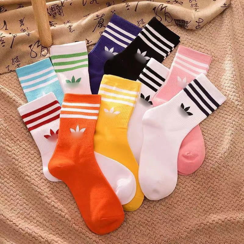 2 Pairs Three bars Casual Crew Socks - SocksLtd