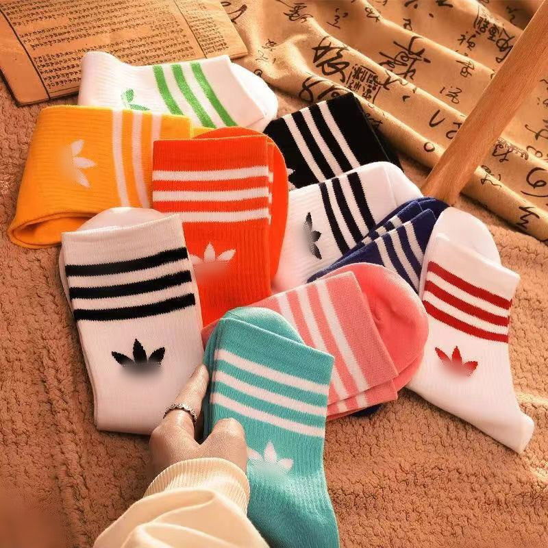 2 Pairs Three bars Casual Crew Socks - SocksLtd