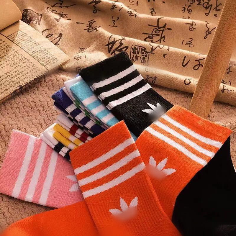 2 Pairs Three bars Casual Crew Socks - SocksLtd