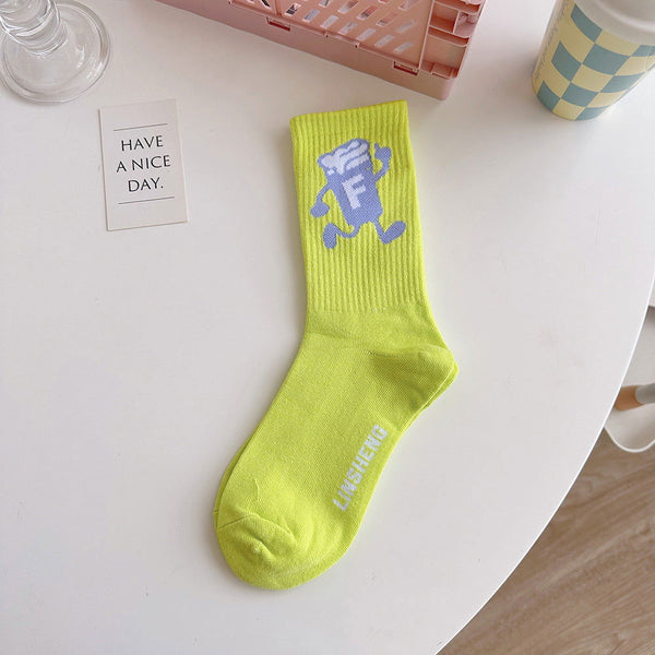 2 Pairs Women Graffiti Ins Trendy  Fun Crew Socks - SocksLtd