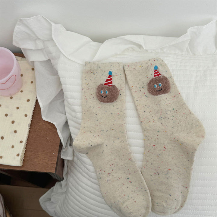 2 Pairs  Women Cartoon teddy bear ins cute Crew Socks - SocksLtd