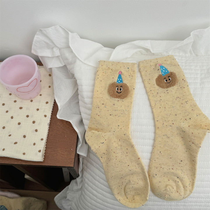 2 Pairs  Women Cartoon teddy bear ins cute Crew Socks - SocksLtd