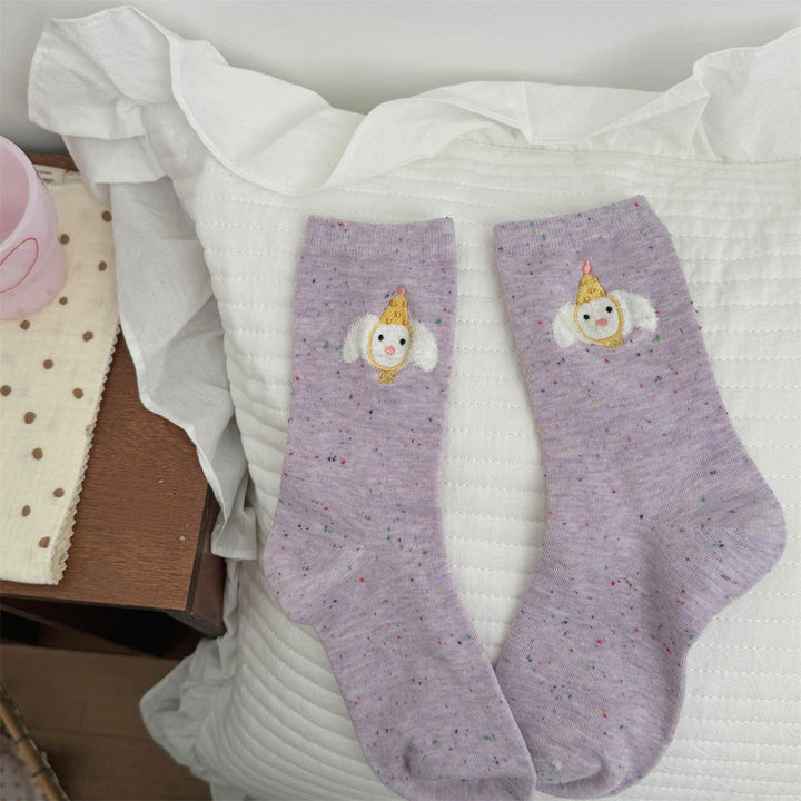 2 Pairs  Women Cartoon teddy bear ins cute Crew Socks - SocksLtd
